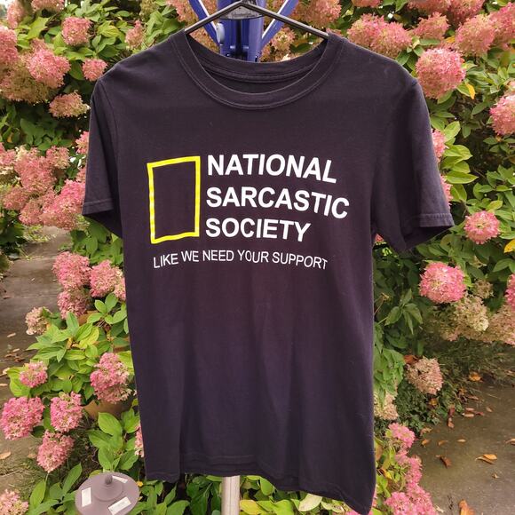 National Sarcastic Society Black T-shirt Humorous Tee by Tee Luv size Small - Picture 2 of 9